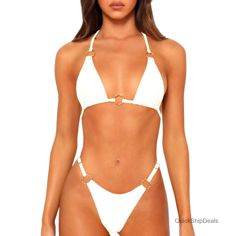 Women's 2 Piece Bikini Set Spaghetti Strap Triangle Top Swimwear